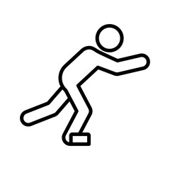 Man tripping icon linear logo mark in black and white