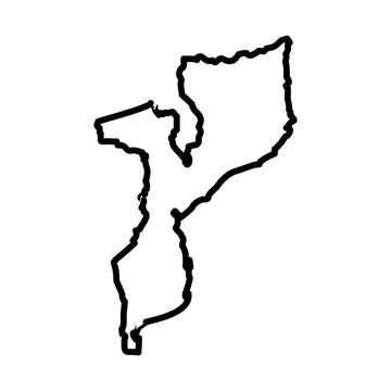 recommend clip art: Mozambique map icon linear logo mark in black and white