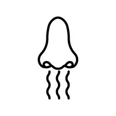 Nose with smoke icon linear logo mark in black and white