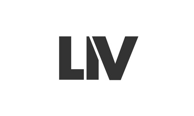 LIV logo design template with strong and modern bold text. Initial based vector logotype featuring simple and minimal typography. Trendy company identity.