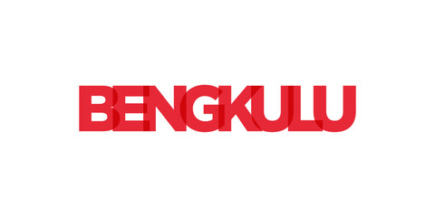 Bengkulu in the Indonesia emblem. The design features a geometric style, vector illustration with bold typography in a modern font. The graphic slogan lettering.