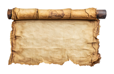 Old medieval paper sheet parchment scroll isolated on a white background