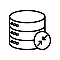 Shrink database icon linear logo mark in black and white
