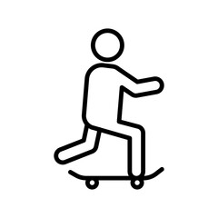 skateboarding icon linear logo mark in black and white