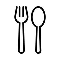 spoon and fork icon linear logo mark in black and white
