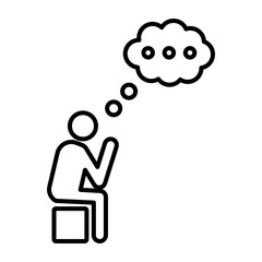 Thinking icon linear logo mark in black and white