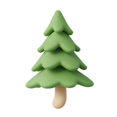 green christmas tree 3d render icon isolated on transparent background cutout