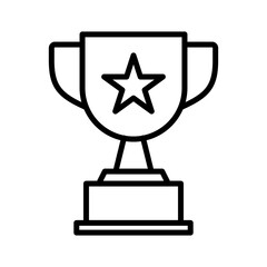 Trophy cup with star icon linear logo mark in black and white