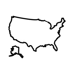 USA Map icon linear logo mark in black and white