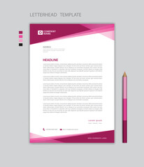 Creative Letterhead template vector, minimalist style, printing design, business advertisement layout, Pink background concept, simple letterhead template mock up, company letterhead design