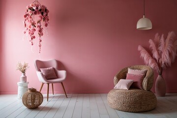 Tranquil Pink Background for Storytelling with Soft Lighting and Refined Decor