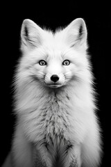 Obraz premium Black and White Photo of a Fox