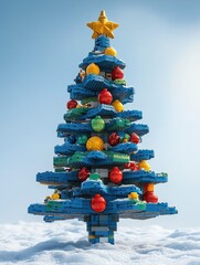 a christmas tree made out of bricks