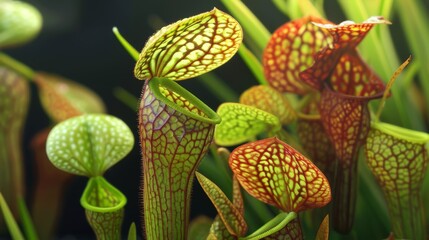 Colorful Darlingtonia Californica Close-Up View