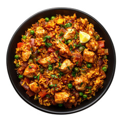 Authentic Chicken Biryani with Aromatic Spices, Tender Drumsticks, and Fragrant Basmati Rice – A Traditional Indian Delight PNG Icon on transparent background