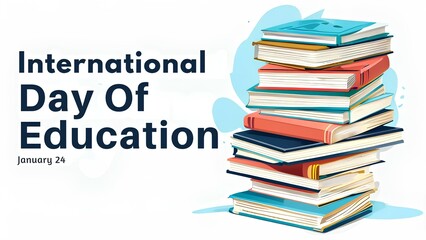 International education day vector illustration. Stack of Books. Educational background or learning event concept.