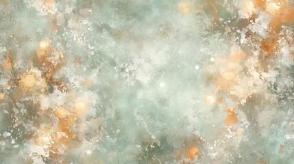 Fototapeta premium Soft green and rust tones blend with glowing orbs in a warm boho design