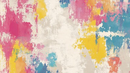 Fototapeta premium Abstract paint splatter boho wallpaper in vibrant rainbow colors background