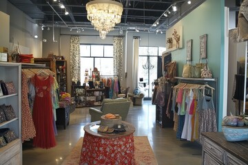 Stylish Boutique Interior with Fashion Displays