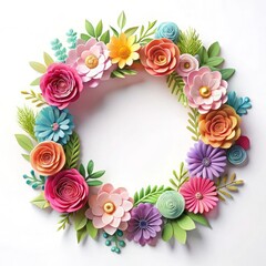 Obraz premium a colorful wreath with flowers and leaves on i