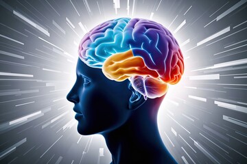 Obraz premium Colorful Concept of Brainpower and Mental Health Reflecting Anxiety, Depression, and Resilience