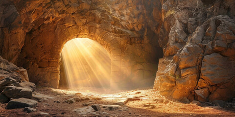 light shining through a cave

