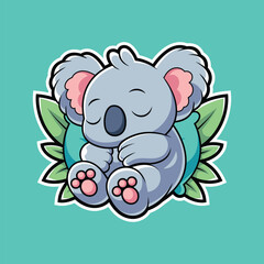 Cute Koala Sleeping Cartoon Illustration