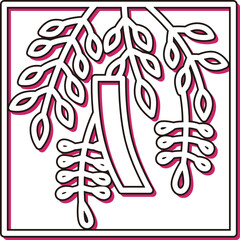 カラーシャドウ正方形ミニ花札　卯月　藤　赤短　4月　藤に赤短