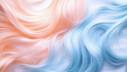Obraz premium A blend of pastel orange and blue hair strands flow smoothly, creating a soft and artistic visual appeal.