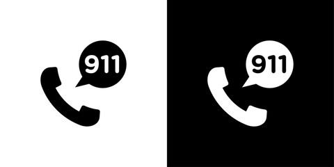 Call 911 phone number icon linear logo isolated