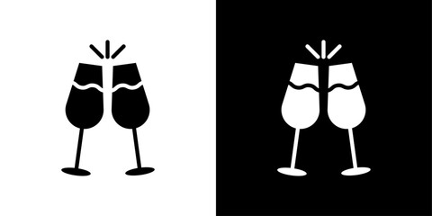 Champagne toast icon linear logo isolated
