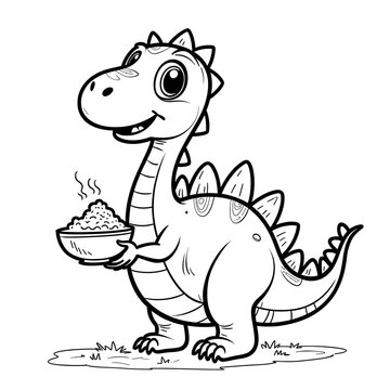 recommend clip art: Cute Dinosaur Eating Coloring Page