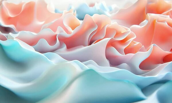 Flow form stage background, peach and soft yellow, surface flatness, C4D, Oc and Blender pure white background, studio lighting, high quality, UHD, super noise reduction.