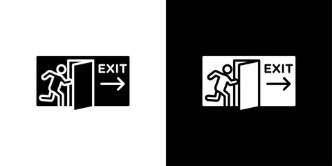 Emergency exit icon linear logo isolated