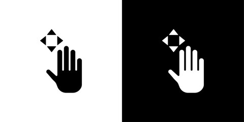 Hand fingers gesture swipe rotate icon linear logo isolated