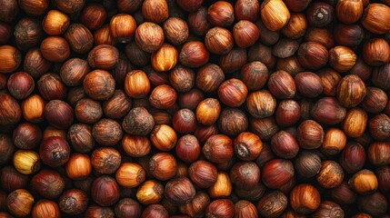 Close-up shot of hazelnut shells. Perfect for food and drink, or nature-themed designs.