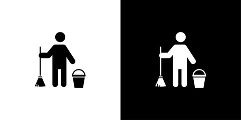 Janitor icon linear logo isolated