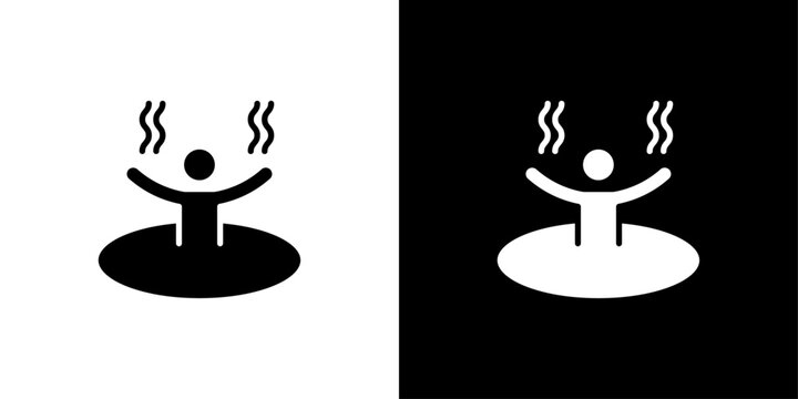 Man relaxing in jacuzzi icon linear logo isolated