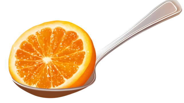 Orange marmalade on a spoon on a transparent background. isolated background.