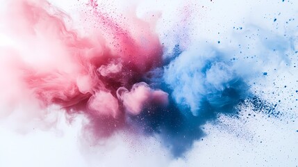 Obraz premium digital technology blue pink powder smoke poster background