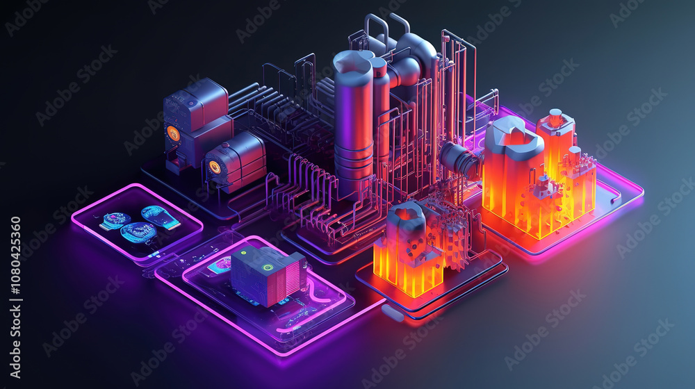 Fototapete gorgeous computer analysis for process and workflow automation with flowchart, background