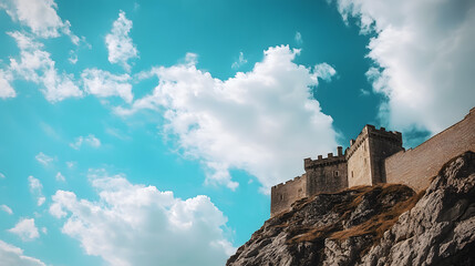 Ancient Stone Fortress Against a Blue Sky