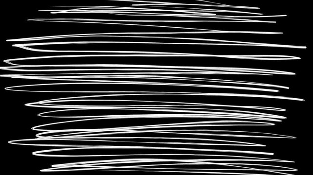 Background with freehand pencil lines. Hand-drawn doodles. Fast frame change, black background for advertising, looped, 4k