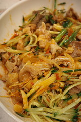 Close-up of spicy and delicious cold pork offal, traditional Chinese dish