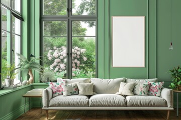 Cozy living room design home interior modern decor relaxing environment bright viewpoint tranquil concept