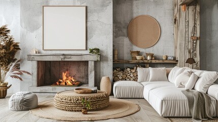 Cozy scandinavian farmhouse living room modern home interior design contemporary space warm ambiance minimalist concept