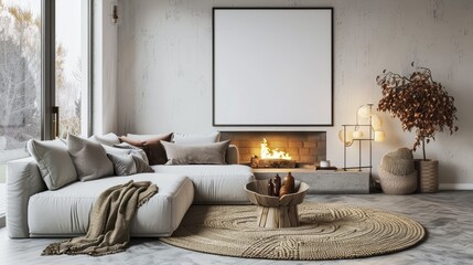 Cozy scandinavian farmhouse living room minimalist design warm environment inviting viewpoint home decor concept