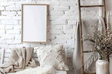 Interior design inspiration cozy living room poster mockup contemporary home close-up minimalist style