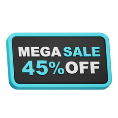 mega sale 45% off 3d icon isolated on the white background