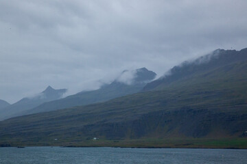 Iceland mountain with clouds